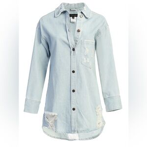 JLUXLABEL Light Blue Oversized Jean Jacket